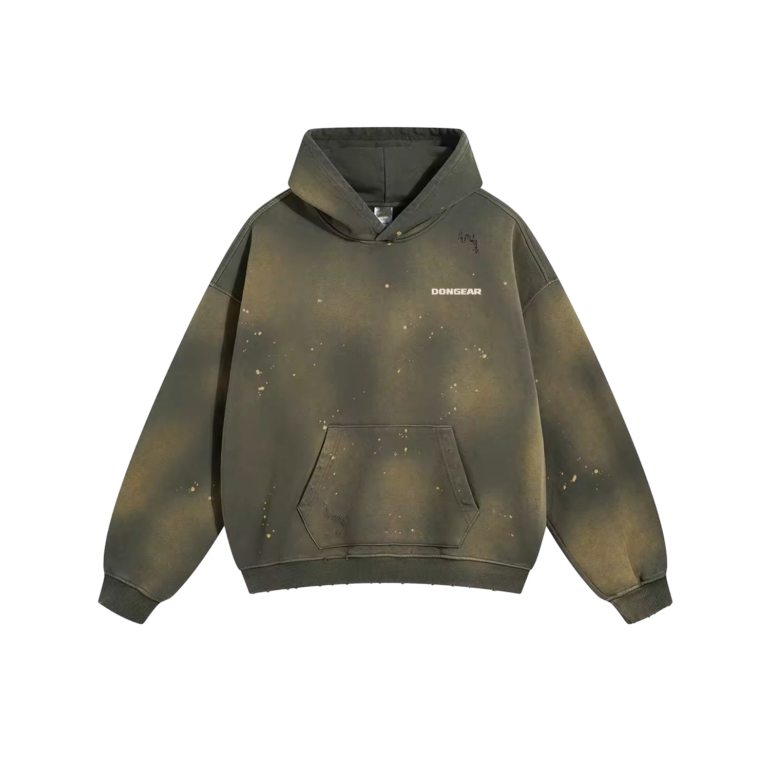 Sudadera con Capucha Desgastada DonGear – Oliva