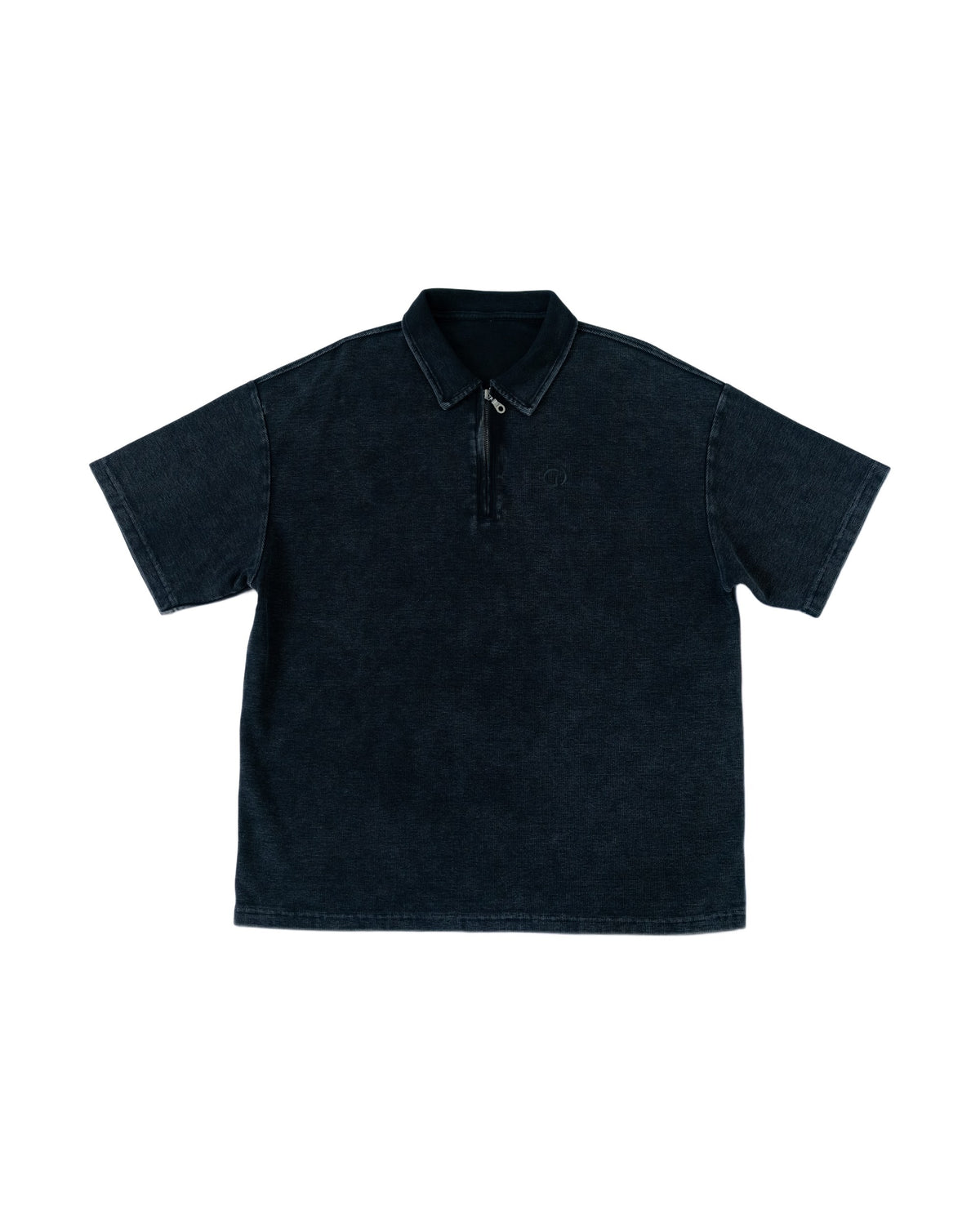 The Standard Zip Polo in Black, front