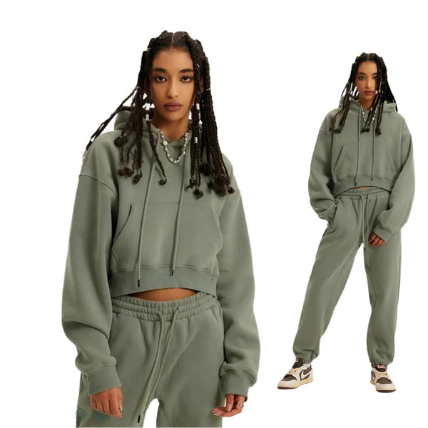 Women's Super-Short Fleece Cropped Hoodie